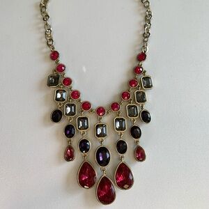 Jewel tone bib necklace.